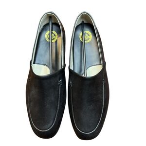 L.B. Evans Shoes Mens Size 12 Black Leather Moccasin Slip On Slippers 2751